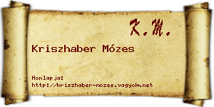 Kriszhaber Mózes névjegykártya